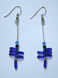 Beading: blue drop earrings