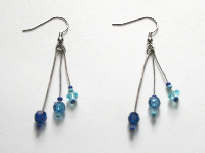 Blue triple earrings