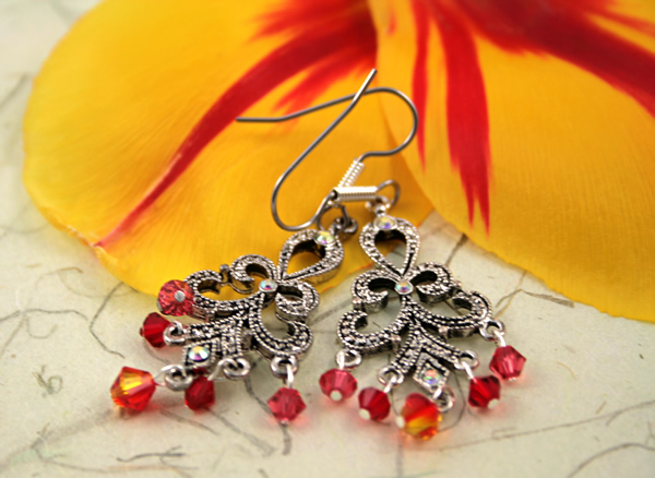 Fire opal swirl earrings, etsy, tulip, medium
