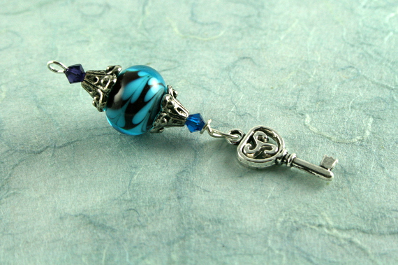 Blessingway bead - Moonlight swirl key, blue, md