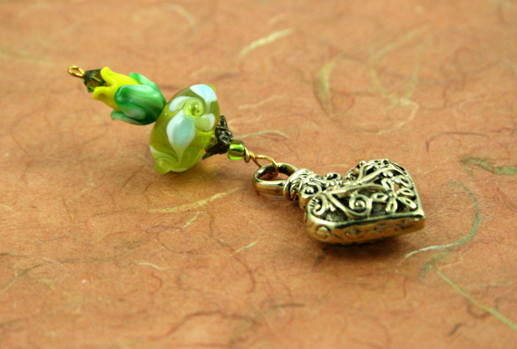 Blessingway bead - Moonlit tulips heart, earth, md