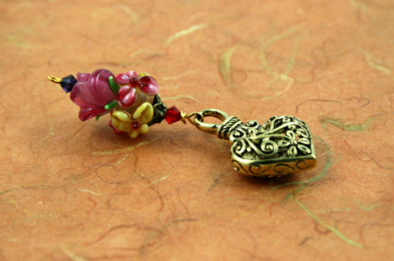 Blessingway bead - Rose meadow flower golden heart, earth, md