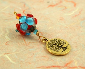 Blessingway bead - Summer blooms golden tree of life, peach, md