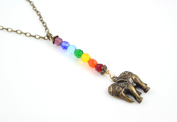 7 chakras necklace - Brass elephant, md