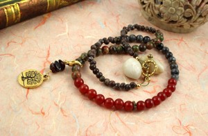 Pregnancy Tracking Necklace - Sunlit Meadow - red carnelian, labradorite, unakite, garnet, piled, md