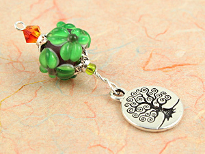 Blessingway bead - Emerald silver tree of life