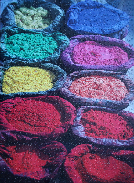 Paint pigment in the sun in Kathmandu, Nepal, med